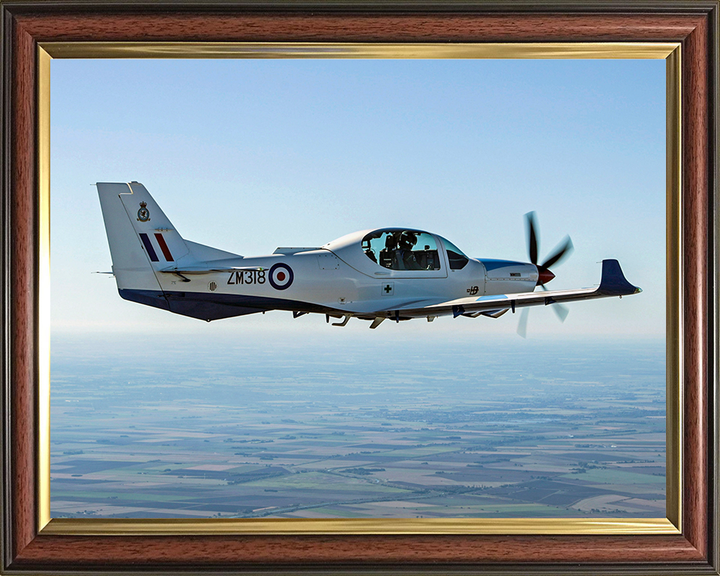 RAF Grob Training Plane in flight Photo Print - Royal Air Force Aircraft Hampshire Prints 10 x 8 Classic Frame No