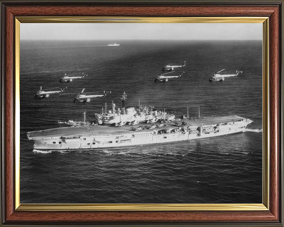 HMS Ark Royal (R09) Royal Navy Audacious Class Aircraft Carrier Whirlwind Flyover 1960 Photo Print Wall Art Decor Posters, Prints, & Visual Artwork Hampshire Prints 10 x 8 Classic Frame No