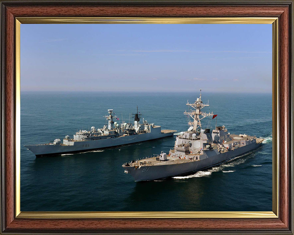 HMS Cumberland (F85) Photo Print - Alongside USS Winston S. Churchill - - Royal Navy Type 22 Frigate Hampshire Prints 10 x 8 Classic Frame No