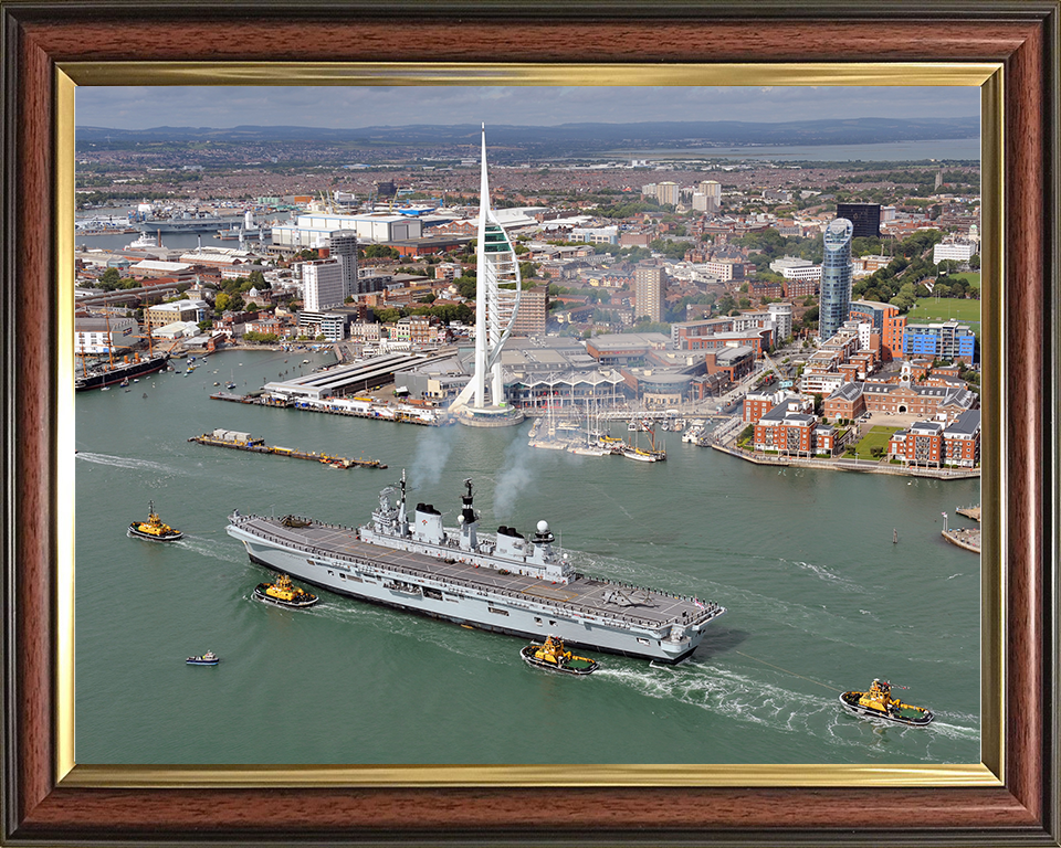 HMS Illustrious (R06) Photo Print - Portsmouth Return 2011 - Royal Navy Invincible Class Aircraft Carrier Hampshire Prints 10 x 8 Classic Frame No