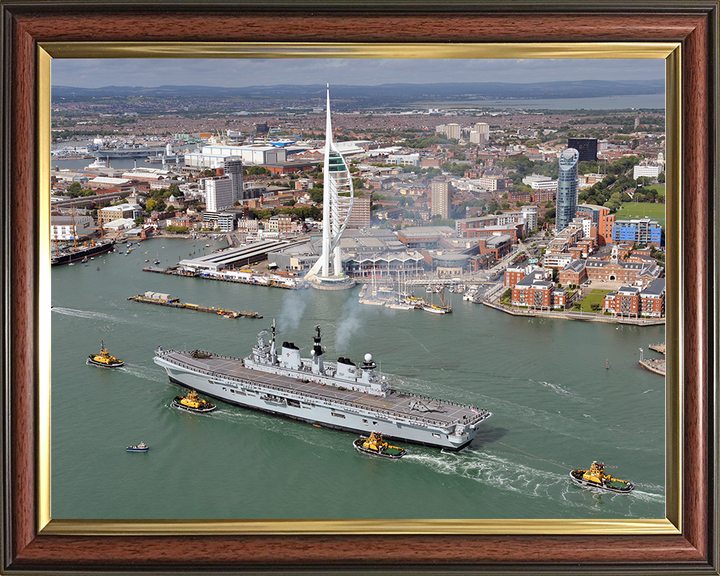 HMS Illustrious (R06) Photo Print - Portsmouth Return 2011 - Royal Navy Invincible Class Aircraft Carrier Hampshire Prints 10 x 8 Classic Frame No