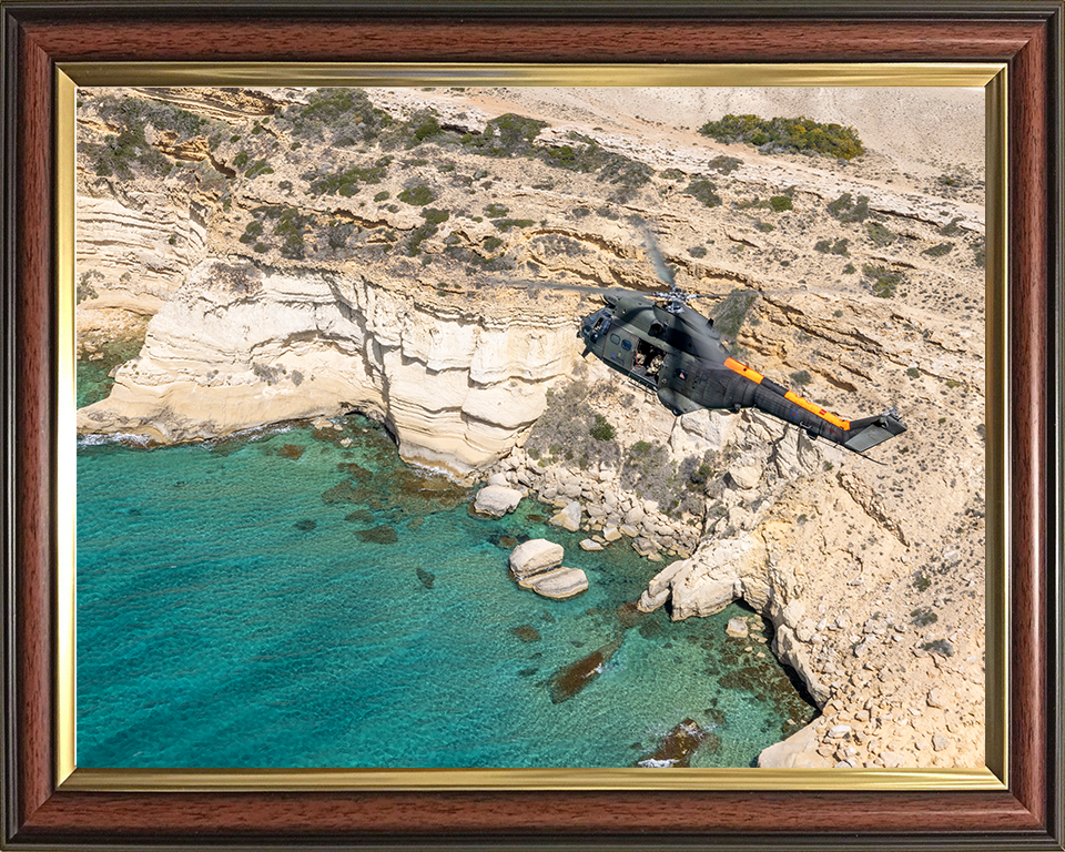 RAF Puma Helicopter in flight over Cyprus 2025 Photo Print - Royal Air Force Aircraft Posters, Prints, & Visual Artwork Hampshire Prints 10 x 8 Classic Frame No