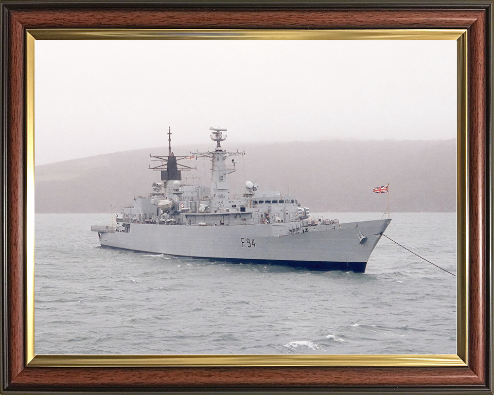 HMS Brave (F94) Royal Navy Type 22 Frigate at Anchor Photo Print Wall Art Decor Posters, Prints, & Visual Artwork Hampshire Prints 10 x 8 Classic Frame No