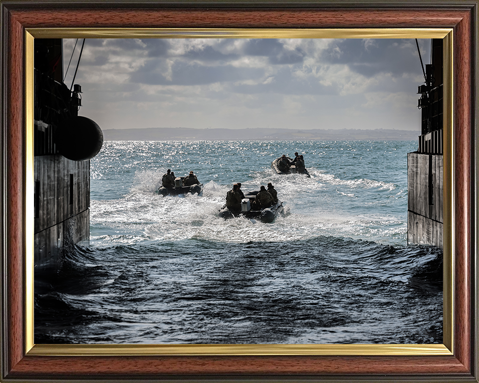 Royal Marines Deploy From RFA Lyme Bay Photo Print - Commando Hampshire Prints 10 x 8 Classic Frame No