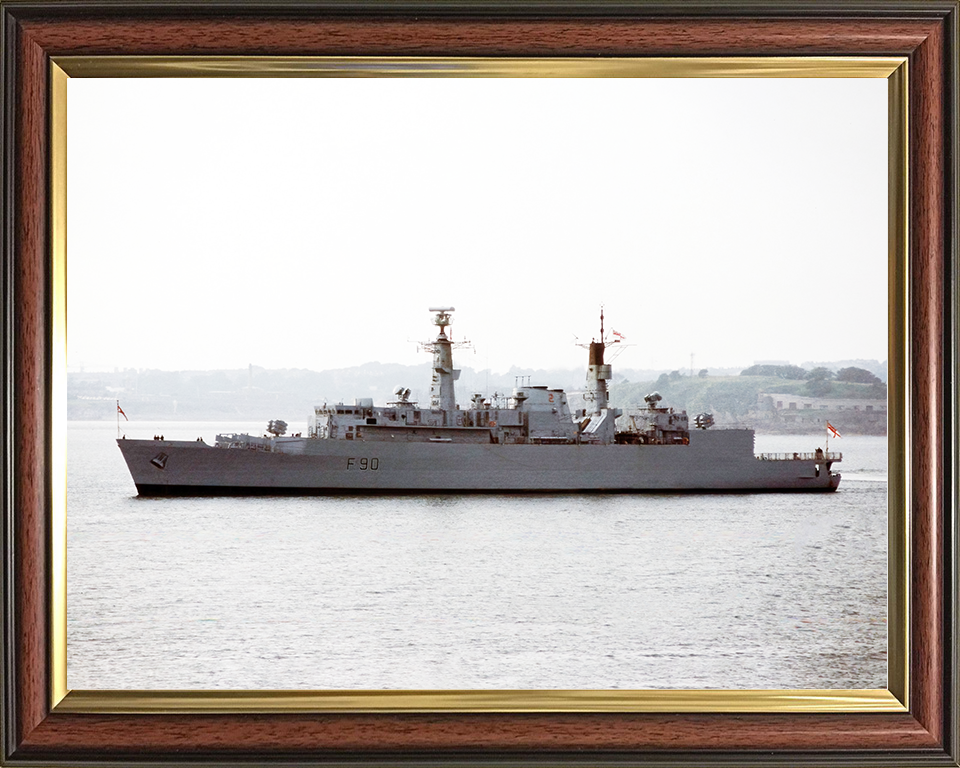 HMS Brilliant (F90) Royal Navy Type 22 Frigate Port Beam View Photo Print Wall Art Decor Posters, Prints, & Visual Artwork Hampshire Prints 10 x 8 Classic Frame No