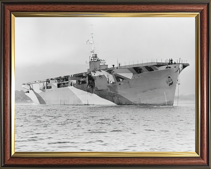 HMS Activity (D94) Royal Navy Escort Carrier Photo Print Starboard Bow View Warship Wall Art Posters, Prints, & Visual Artwork Hampshire Prints 10 x 8 Classic Frame No