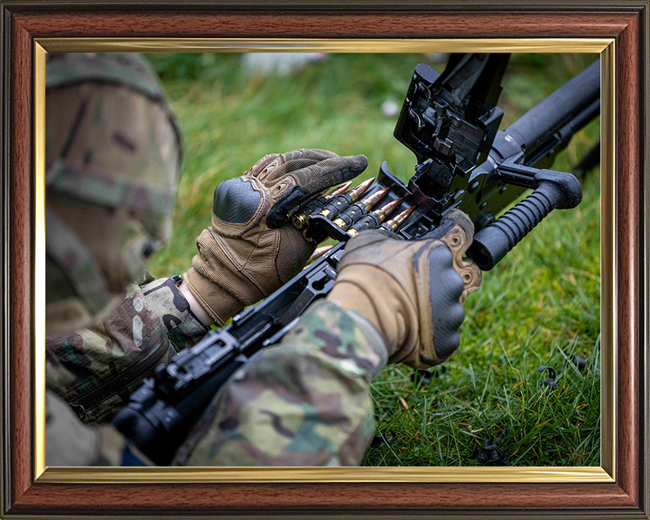 British Army Reserve Trooper Loads a GPMG Photo Print Wall Art Military Decor Poster Posters, Prints, & Visual Artwork Hampshire Prints 10 x 8 Classic Frame No