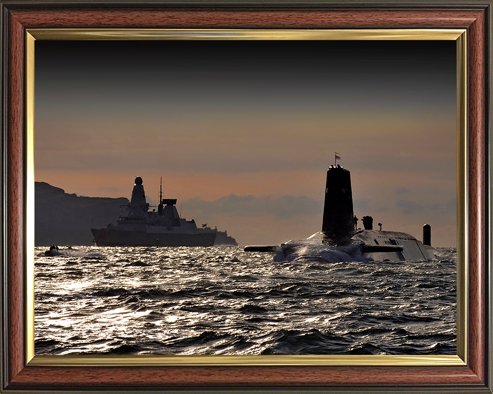 HMS Vanguard (S28) Photo Print - With HMS Dragon - Royal Navy Vanguard Class Submarine Hampshire Prints 10 x 8 Classic Frame No