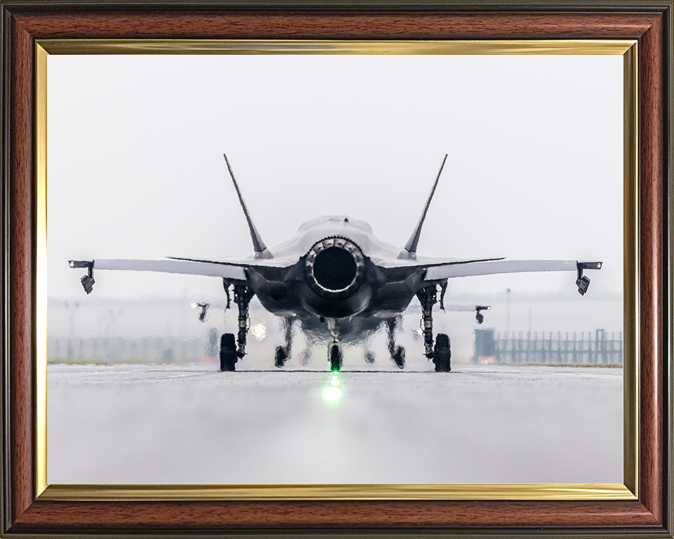 RAF F-35B Lightning Takeoff Rear View Royal Air Force Aircraft Photo Print Wall Art Aviation Decor UK Posters, Prints, & Visual Artwork Hampshire Prints 10 x 8 Classic Frame No
