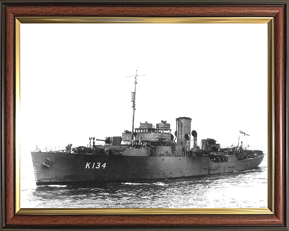 HMS Clover (K134) Photo Print - at sea - Royal Navy Flower Class Corvette Posters, Prints, & Visual Artwork Hampshire Prints 10 x 8 Classic Frame No