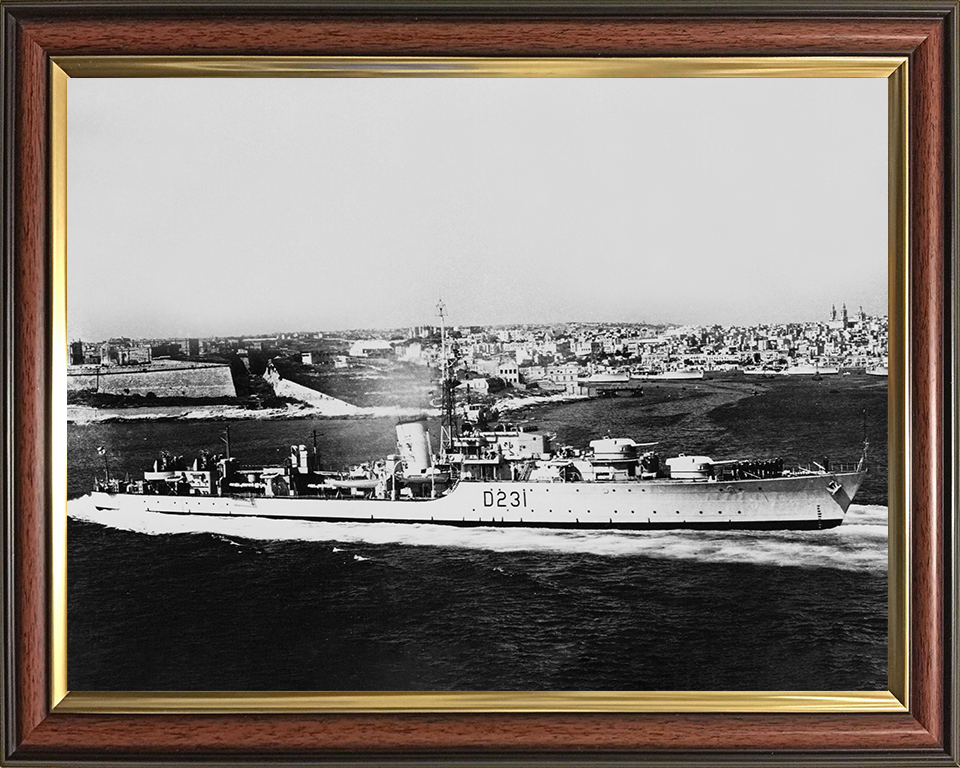 HMS Vigo (D231) Photo Print - Malta 1952 - Royal Navy Battle Class Destroyer Posters, Prints, & Visual Artwork Hampshire Prints 10 x 8 Classic Frame No