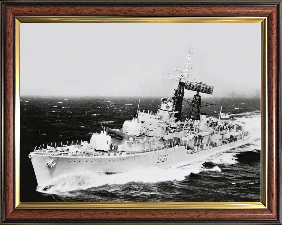 HMS Broadsword (D31) Royal Navy Weapon Class Destroyer Underway Photo Print Wall Art Decor Posters, Prints, & Visual Artwork Hampshire Prints 10 x 8 Classic Frame No