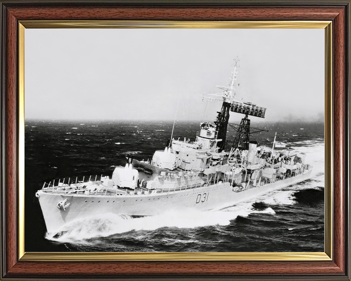 HMS Broadsword (D31) Royal Navy Weapon Class Destroyer Underway Photo Print Wall Art Decor Posters, Prints, & Visual Artwork Hampshire Prints 10 x 8 Classic Frame No