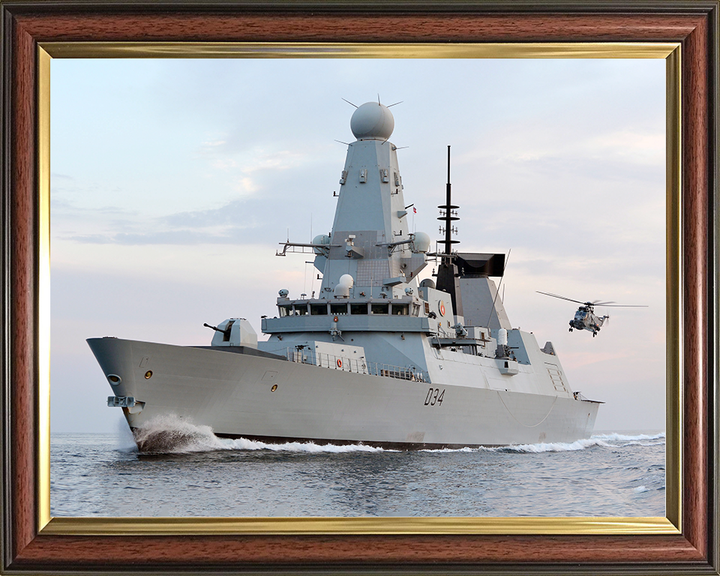 HMS Diamond (D34) Royal Navy Type 45 Destroyer With Sea King 2012 Photo Print Wall Art Decor Posters, Prints, & Visual Artwork Hampshire Prints 10 x 8 Classic Frame No