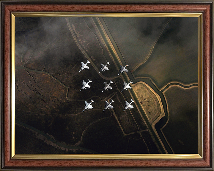Nine RAF Harrier GR7 Jets in formation Photo Print - Royal Air Force Aircraft Posters, Prints, & Visual Artwork Hampshire Prints 10 x 8 Classic Frame No