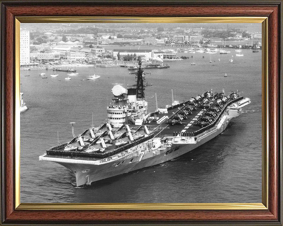 HMS Victorious (R38) Photo Print - leaving Portsmouth - Royal Navy Illustrious Class Aircraft Carrier Hampshire Prints 10 x 8 Classic Frame No
