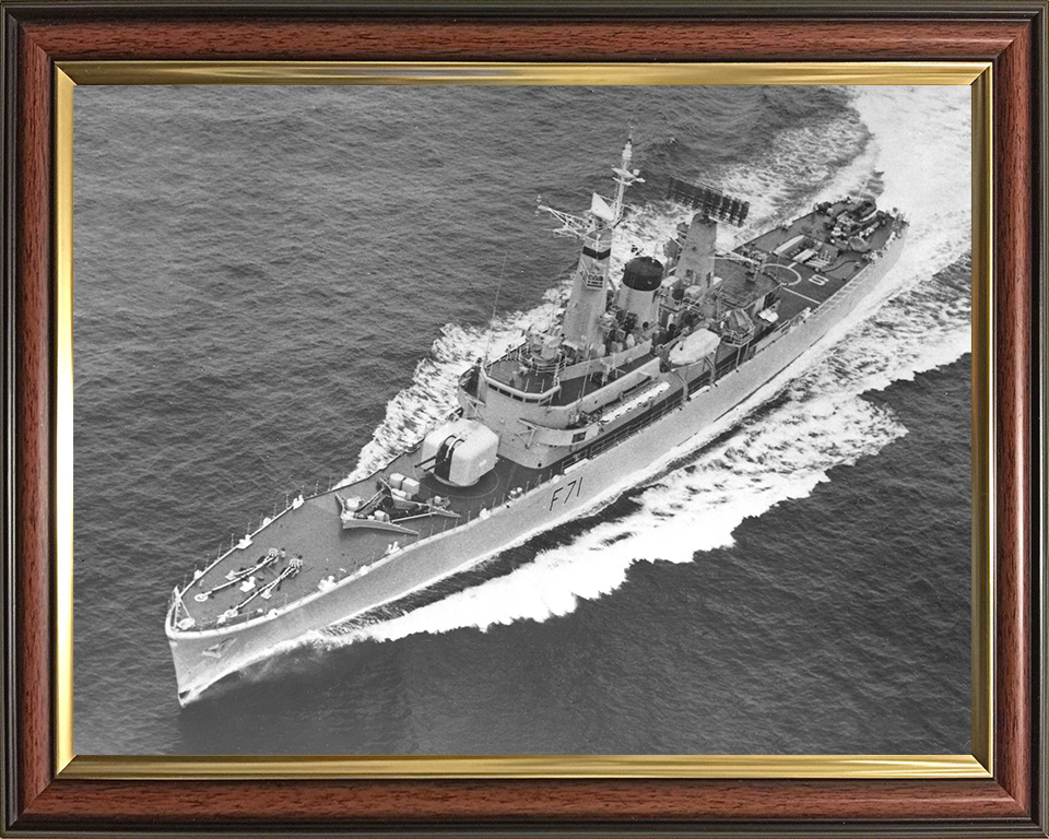 HMS Scylla (F71) Photo Print - From Above - Royal Navy Leander Class Frigate Posters, Prints, & Visual Artwork Hampshire Prints 10 x 8 Classic Frame No