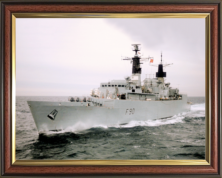 HMS Brilliant (F90) Royal Navy Type 22 Frigate At Sea Port Bow View Photo Print Wall Art Naval Decor Posters, Prints, & Visual Artwork Hampshire Prints 10 x 8 Classic Frame No
