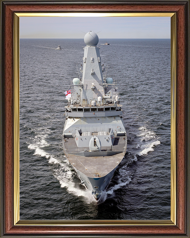 HMS Defender (D36) Royal Navy Type 45 Destroyer At Sea Bow View Photo Print Wall Art Decor Posters, Prints, & Visual Artwork Hampshire Prints 10 x 8 Classic Frame No