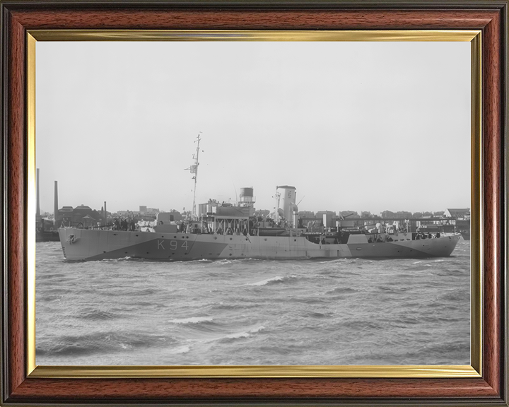 HMS Columbine (K94) Royal Navy Flower Class Corvette Port Side View Photo Print Wall Art Decor Posters, Prints, & Visual Artwork Hampshire Prints 10 x 8 Classic Frame No