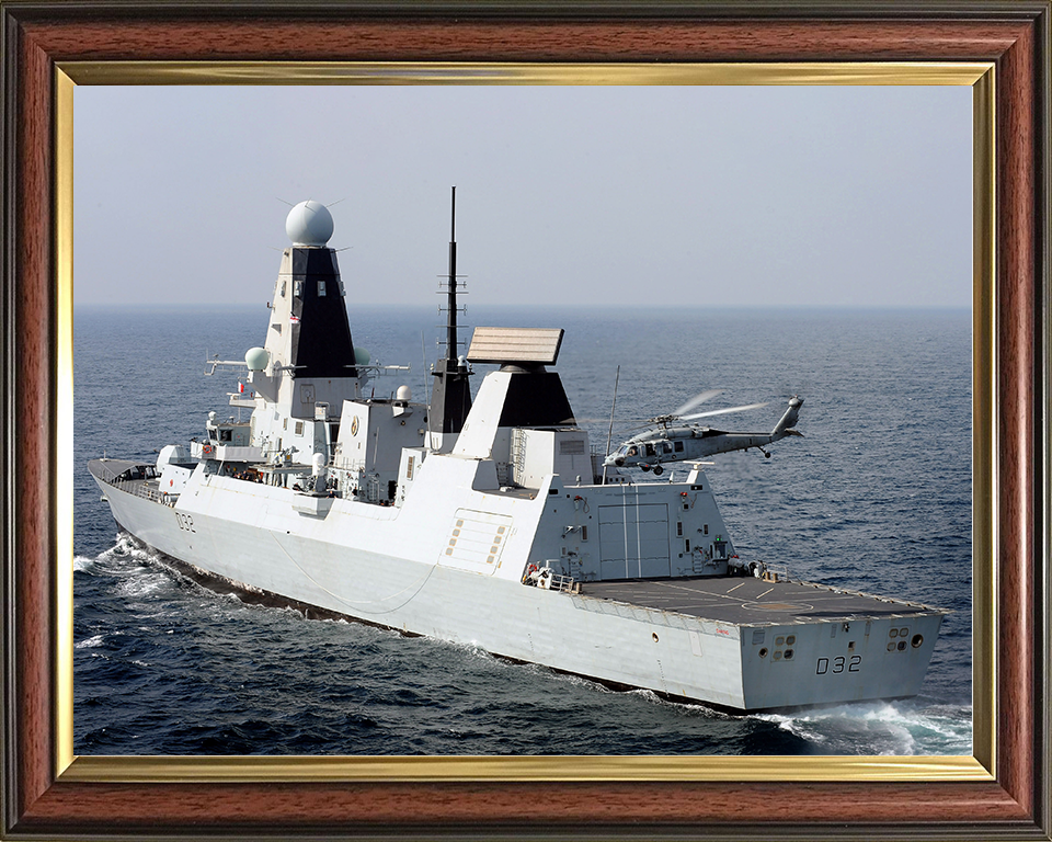 HMS Daring (D32) Royal Navy Type 45 Destroyer With Seahawk Helicopter 2012 Photo Print Wall Art Decor Posters, Prints, & Visual Artwork Hampshire Prints 10 x 8 Classic Frame No