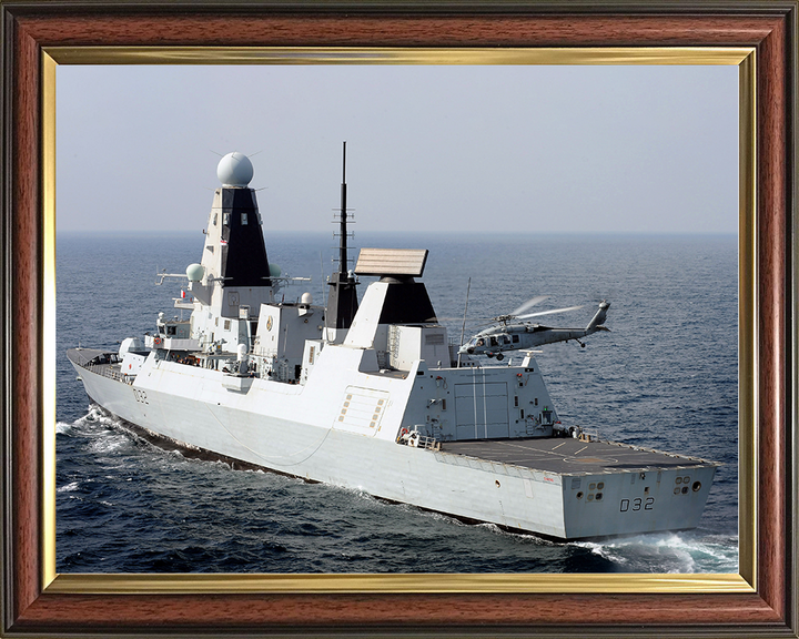 HMS Daring (D32) Royal Navy Type 45 Destroyer With Seahawk Helicopter 2012 Photo Print Wall Art Decor Posters, Prints, & Visual Artwork Hampshire Prints 10 x 8 Classic Frame No