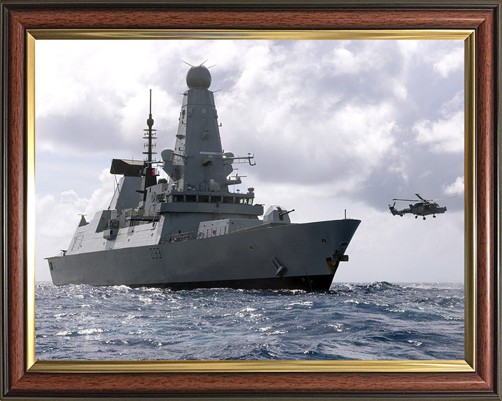 HMS Dauntless (D33) Photo Print - At Sea With Lynx - Royal Navy Type 45 Destroyer Hampshire Prints 10 x 8 Classic Frame No