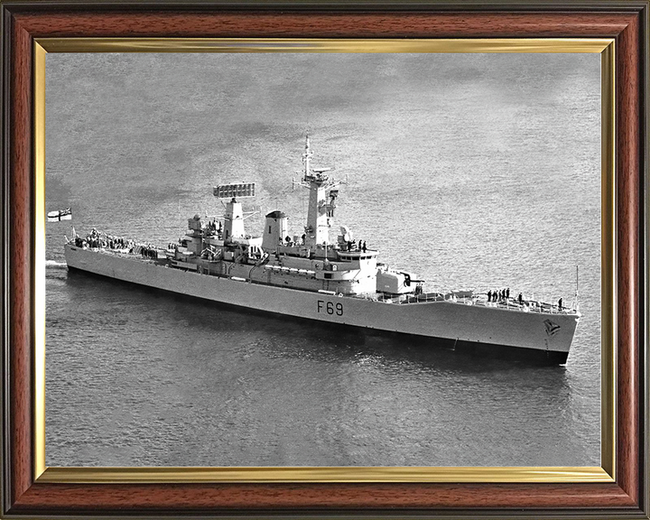 HMS Bacchante (F69) Royal Navy Leander Class Frigate High Starboard Bow View Photo Print Wall Art Decor Posters, Prints, & Visual Artwork Hampshire Prints 10 x 8 Classic Frame No