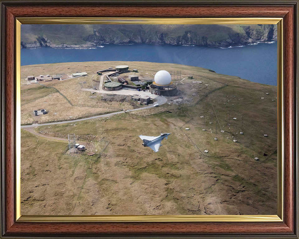 RAF Typhoon over Saxa Vord Photo Print - Royal Air Force Aircraft Hampshire Prints 10 x 8 Classic Frame No