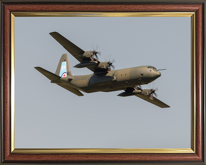 RAF Hercules C-130J in flight Photo Print - Royal Air Force Aircraft Hampshire Prints 10 x 8 Classic Frame No