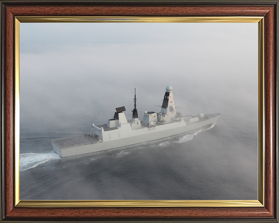 HMS Diamond (D34) Royal Navy Type 45 Destroyer In Fog Photo Print Wall Art Decor Posters, Prints, & Visual Artwork Hampshire Prints 10 x 8 Classic Frame No