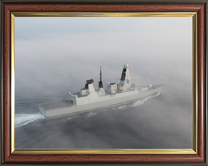 HMS Diamond (D34) Royal Navy Type 45 Destroyer In Fog Photo Print Wall Art Decor Posters, Prints, & Visual Artwork Hampshire Prints 10 x 8 Classic Frame No