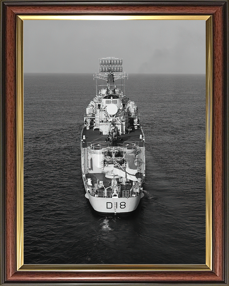 HMS Antrim (D18) Royal Navy County Class Destroyer Stern View Photo Print Wall Art Decor Posters, Prints, & Visual Artwork Hampshire Prints 10 x 8 Classic Frame No