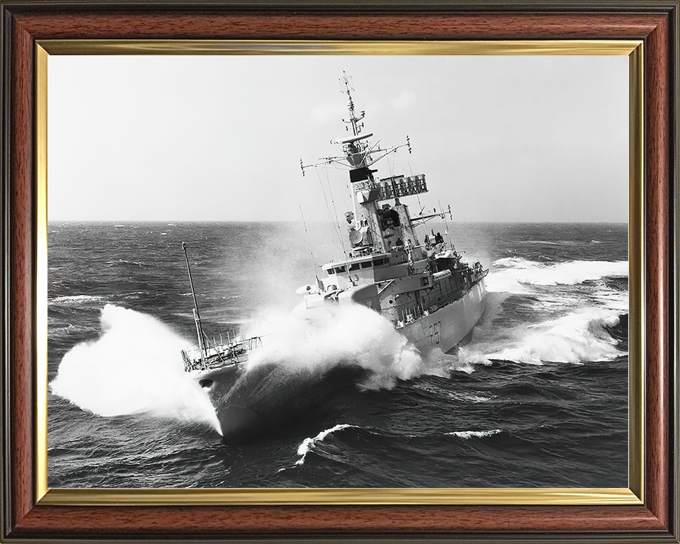 HMS Andromeda (F57) Royal Navy Leander Class Frigate In Rough Seas Photo Print Wall Art Decor Posters, Prints, & Visual Artwork Hampshire Prints 10 x 8 Classic Frame No