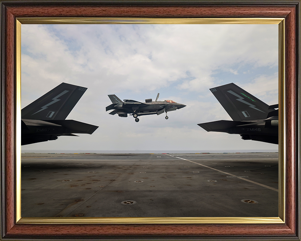 F-35B Lighting Jet Landing above a Flight Deck 2025 Photo Print - Royal Navy Aircraft Posters, Prints, & Visual Artwork Hampshire Prints 10 x 8 Classic Frame No