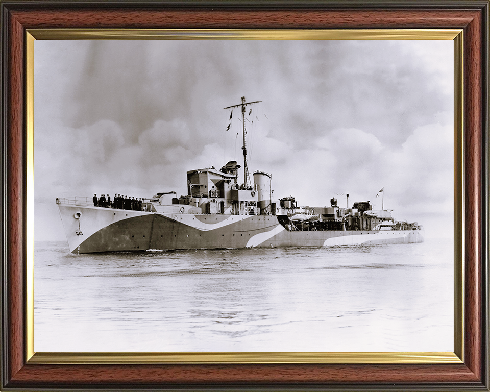 HMS Haydon (L75) - At Sea 1943 - Royal Navy Hunt Class Escort Destroyer Photo Print Wall Art Naval Decor UK Posters, Prints, & Visual Artwork Hampshire Prints 10 x 8 Classic Frame No