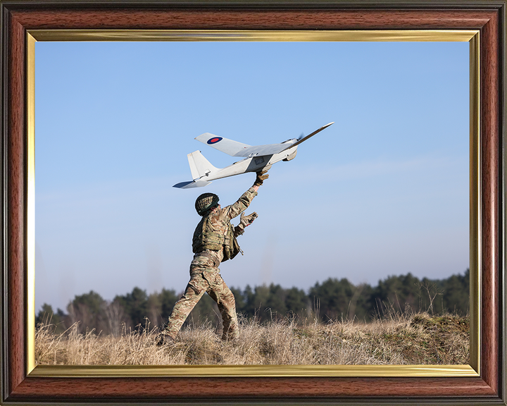 Soldier launches the PUMA UAS Photo Print - British Army Hampshire Prints 10 x 8 Classic Frame No