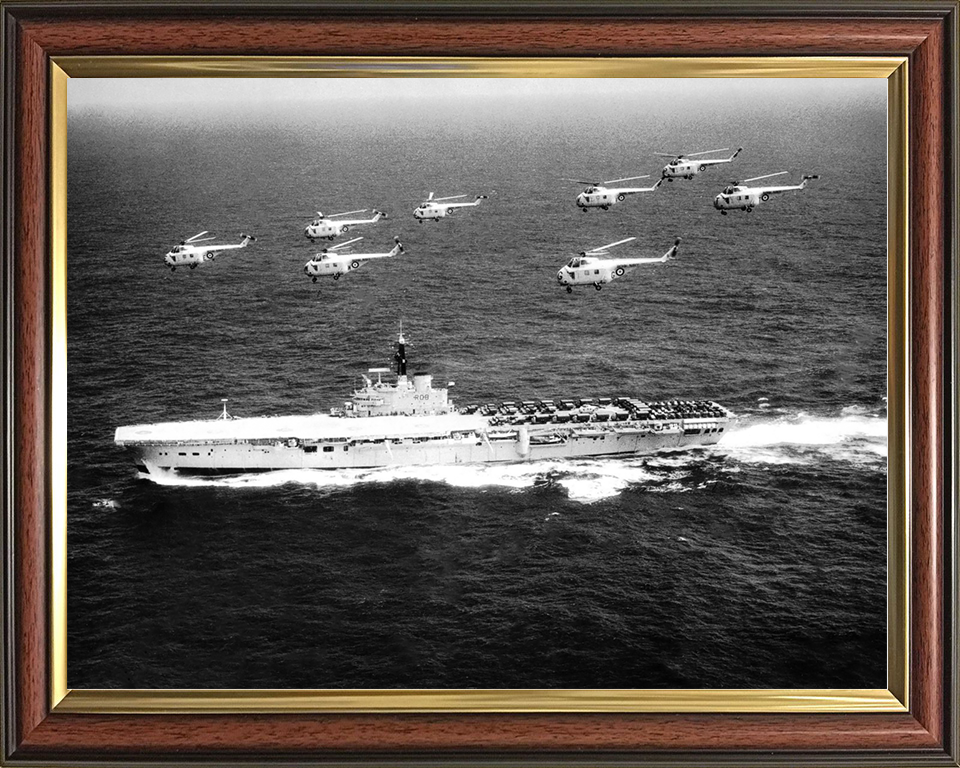 HMS Bulwark (R08) Royal Navy Centaur Class Fleet Carrier With Helicopters Photo Print Wall Art Decor Posters, Prints, & Visual Artwork Hampshire Prints 10 x 8 Classic Frame No