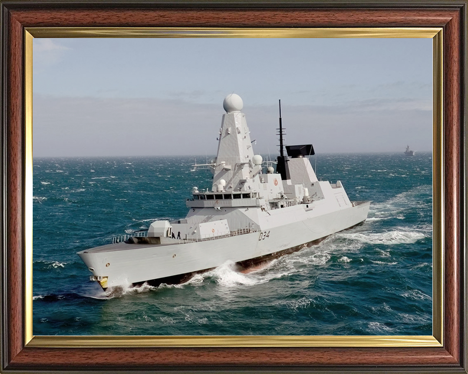 HMS Diamond (D34) Royal Navy Type 45 Destroyer At Sea Port Bow View Photo Print Wall Art Decor Posters, Prints, & Visual Artwork Hampshire Prints 10 x 8 Classic Frame No