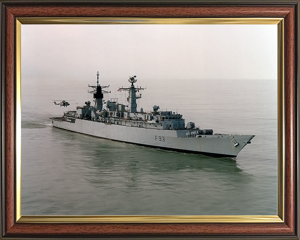 HMS Beaver (F93) Royal Navy Type 22 Frigate With Lynx Helicopter Photo Print Wall Art Decor Posters, Prints, & Visual Artwork Hampshire Prints 10 x 8 Classic Frame No