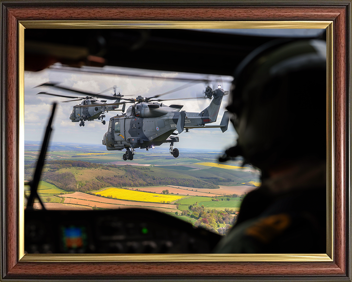 Wildcat Helicopters from a Cockpit Photo Print - Royal Navy Aircraft Hampshire Prints 10 x 8 Classic Frame No