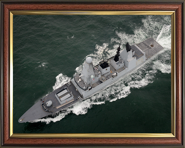 HMS Daring (D32) Photo Print - From Above 2014 - Royal Navy Type 45 Destroyer Posters, Prints, & Visual Artwork Hampshire Prints 10 x 8 Classic Frame No