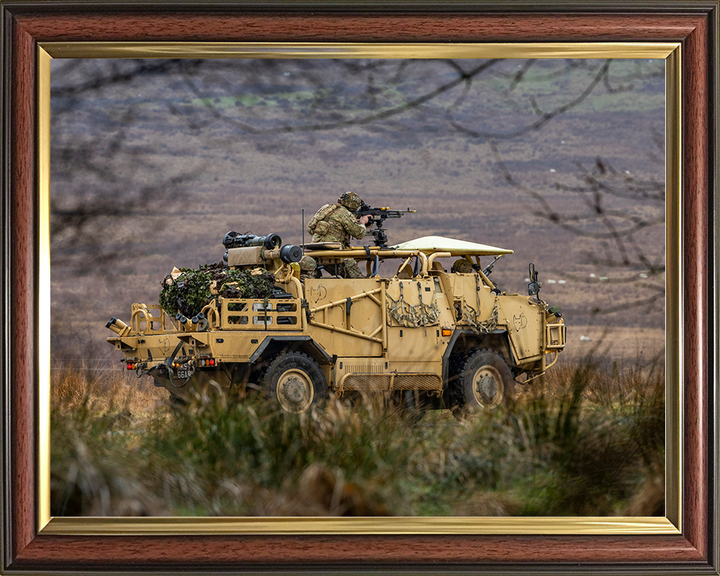 Soldier on a Jackal 2 Vehicle Providing Support British Army Vehicle Photo Print Wall Art Military Decor UK Posters, Prints, & Visual Artwork Hampshire Prints 10 x 8 Classic Frame No