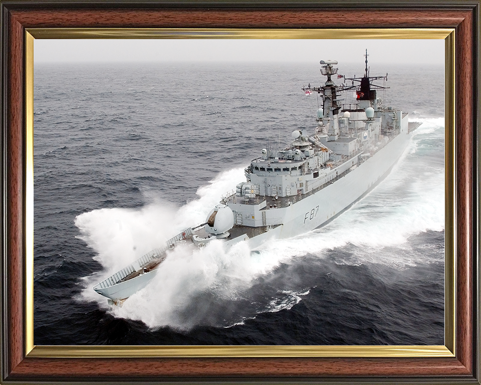 HMS Chatham (F87) Royal Navy Type 22 Frigate In Rough Sea Photo Print Wall Art Decor Posters, Prints, & Visual Artwork Hampshire Prints 10 x 8 Classic Frame No