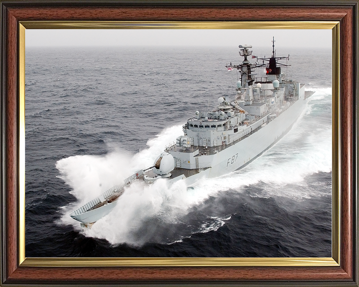 HMS Chatham (F87) Royal Navy Type 22 Frigate In Rough Sea Photo Print Wall Art Decor Posters, Prints, & Visual Artwork Hampshire Prints 10 x 8 Classic Frame No