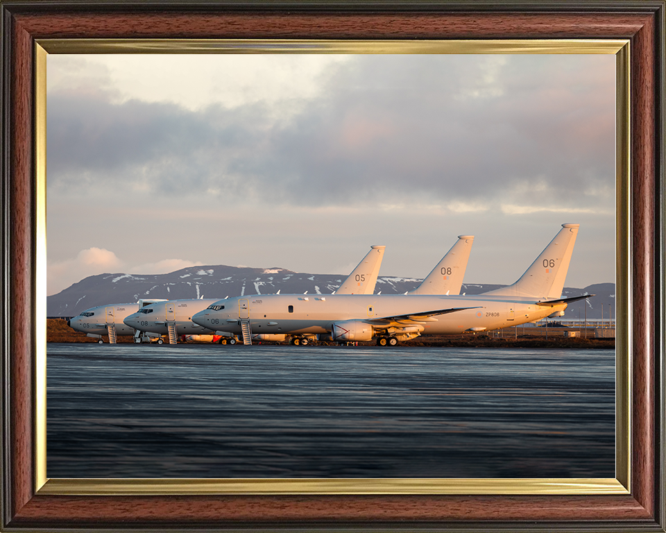 RAF Poseidon MRA1 (P8A) on the Apron at Sunrise Royal Air Force Aircraft Photo Print Wall Art Aviation Decor UK Posters, Prints, & Visual Artwork Hampshire Prints 10 x 8 Classic Frame No