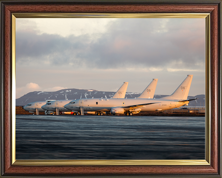 RAF Poseidon MRA1 (P8A) on the Apron at Sunrise Royal Air Force Aircraft Photo Print Wall Art Aviation Decor UK Posters, Prints, & Visual Artwork Hampshire Prints 10 x 8 Classic Frame No
