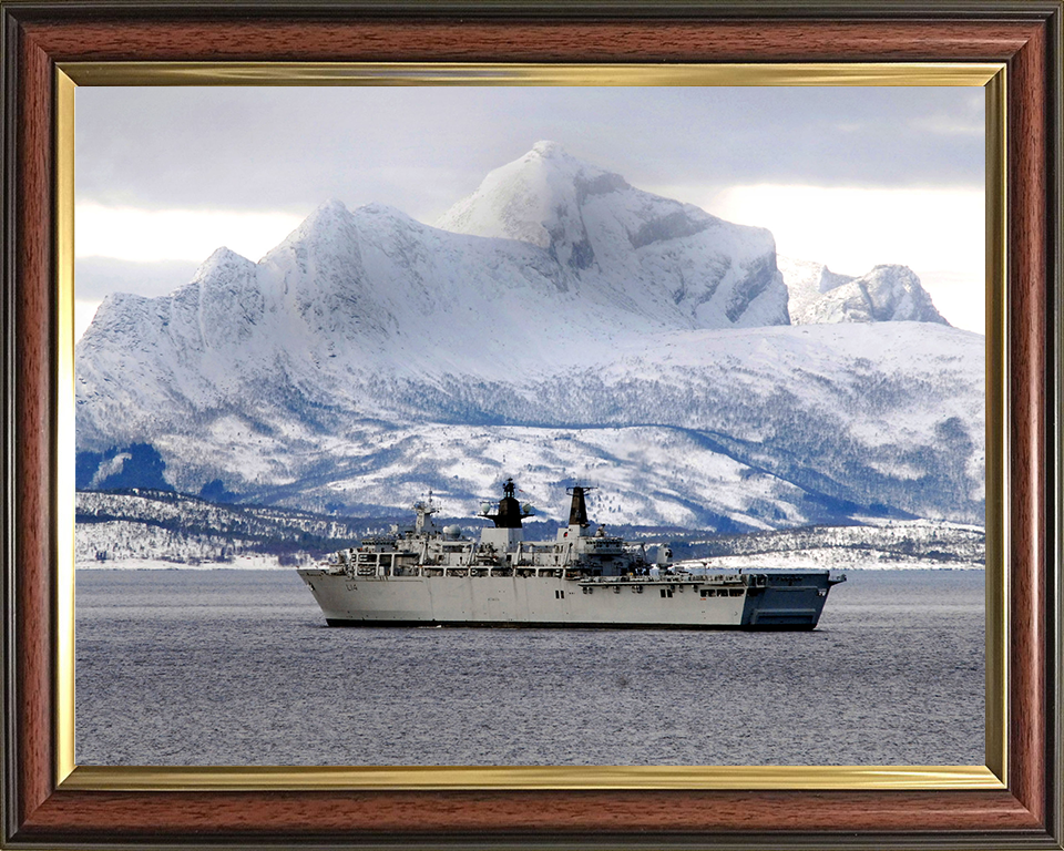 HMS Albion (L14) Photo Print - Norway 2008 - Royal Navy Albion Class Amphibious Ship Hampshire Prints 10 x 8 Classic Frame No
