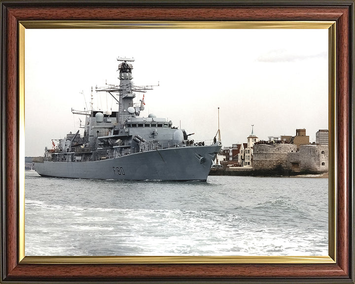 HMS Grafton (F80) Photo Print - Leaving Portsmouth - Royal Navy Type 23 Frigate Hampshire Prints 10 x 8 Classic Frame No