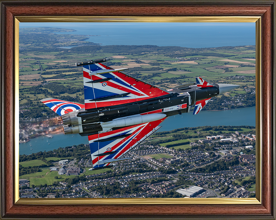 RAF Typhoon with Union Jacks Photo Print - Royal Air Force Aircraft Hampshire Prints 10 x 8 Classic Frame No